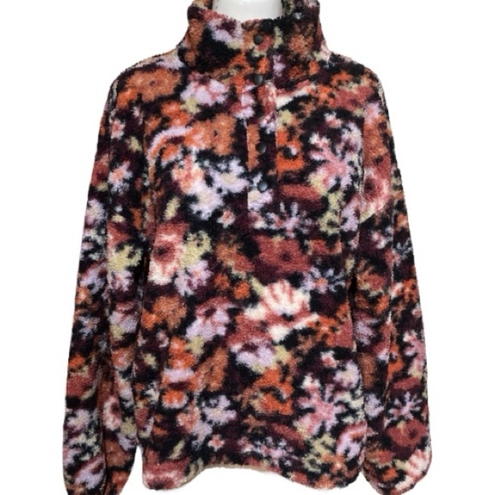 LOFT Multicolor Floral Textured Sherpa Jacket Size M